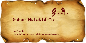 Geher Malakiás névjegykártya